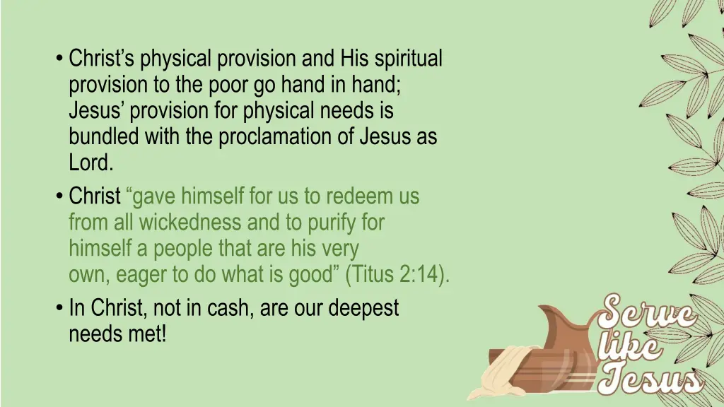 christ s physical provision and his spiritual
