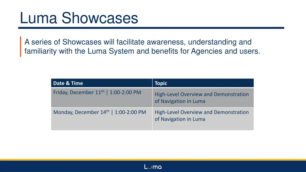 luma showcases 1