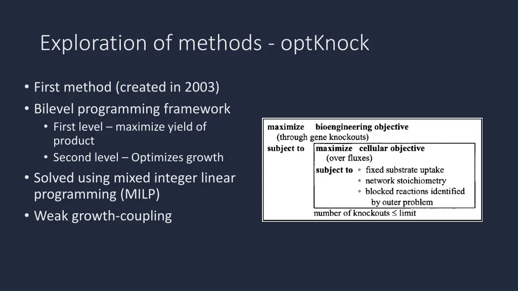 exploration of methods optknock