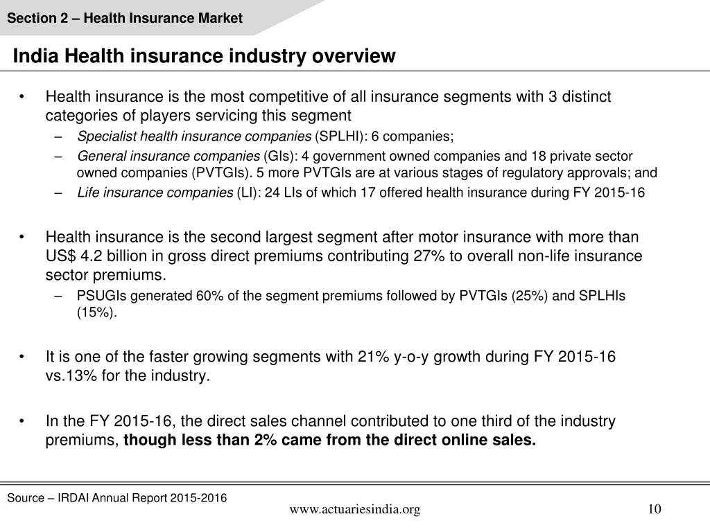 section 2 health insurance market