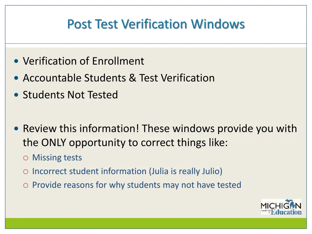 post test verification windows