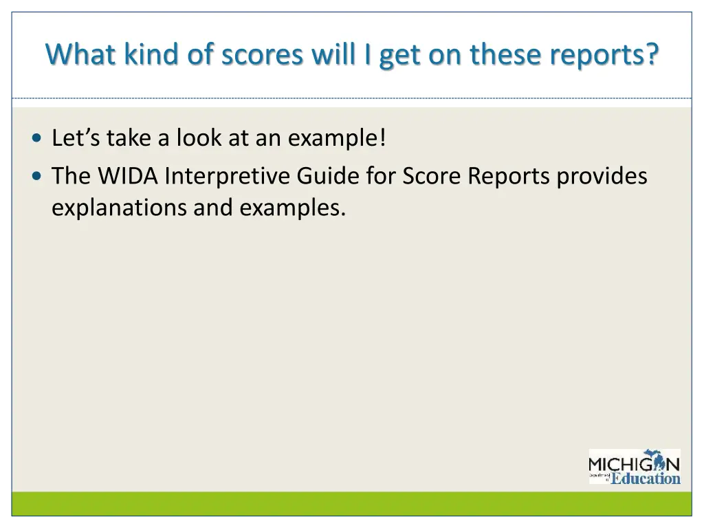 what kind of scores will i get on these reports