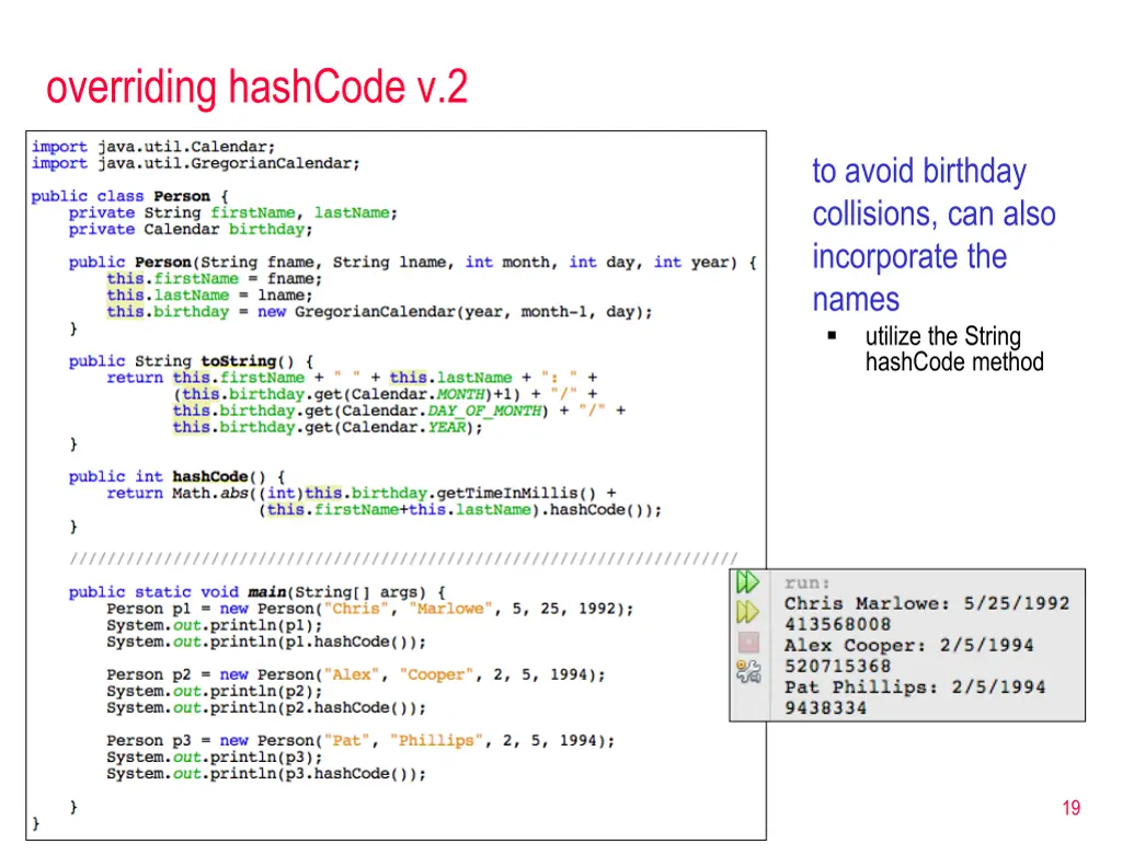 overriding hashcode v 2