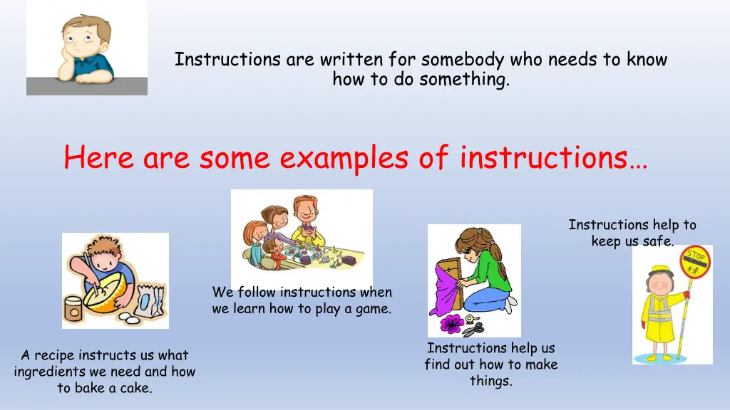 instructions are written for somebody who needs