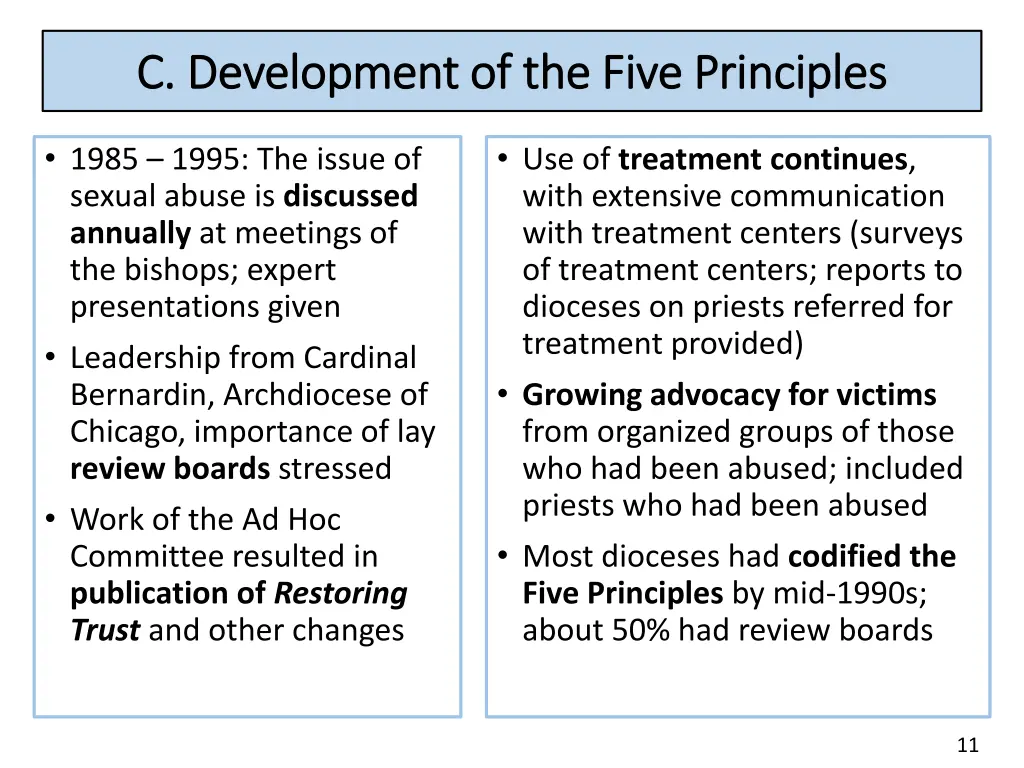 c development of the five principles