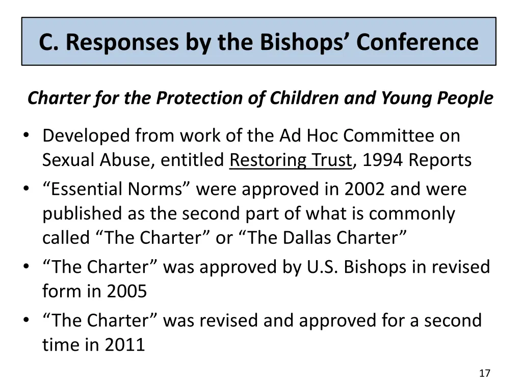 c responses by the bishops conference