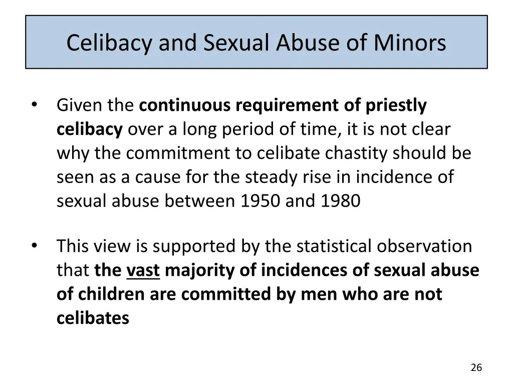 celibacy and sexual abuse of minors