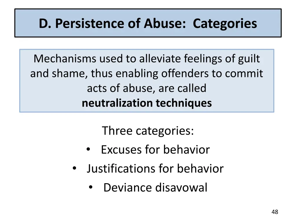 d persistence of abuse categories