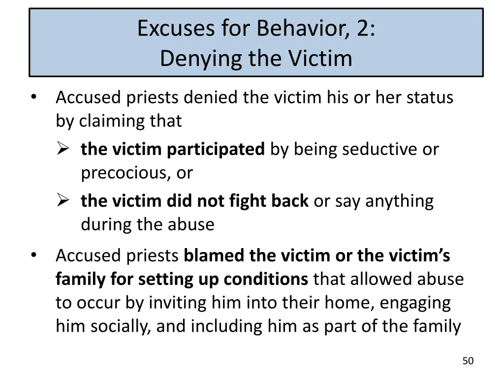 excuses for behavior 2 denying the victim