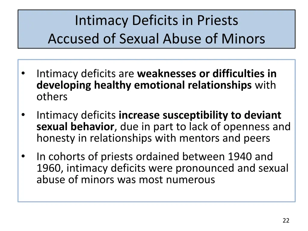 intimacy deficits in priests accused of sexual