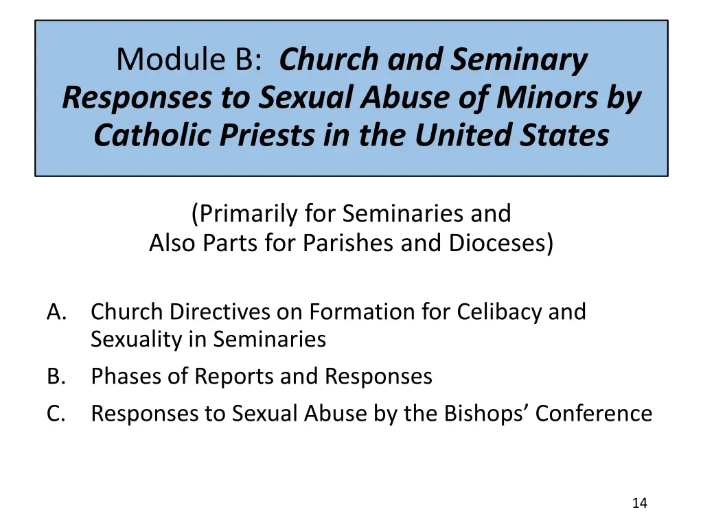 module b church and seminary responses to sexual