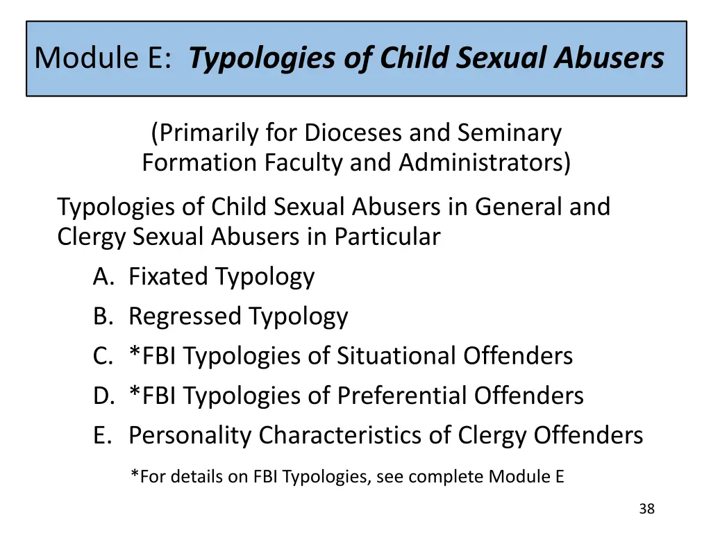 module e typologies of child sexual abusers