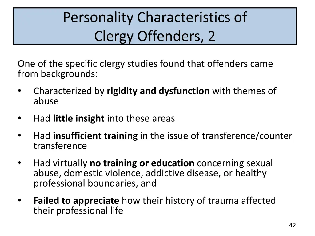 personality characteristics of clergy offenders 2