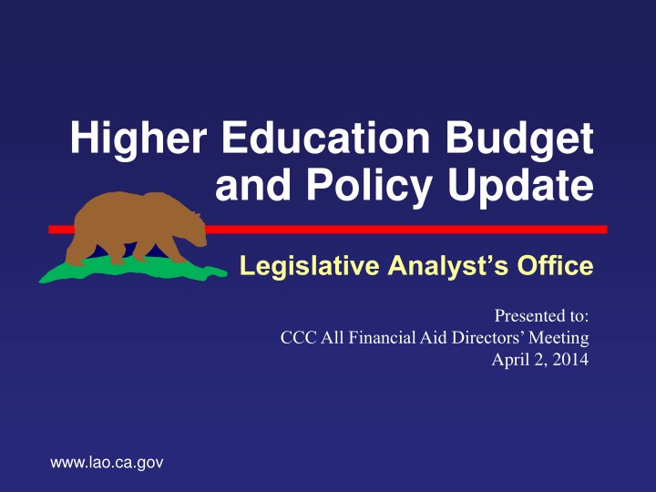 higher education budget and policy update