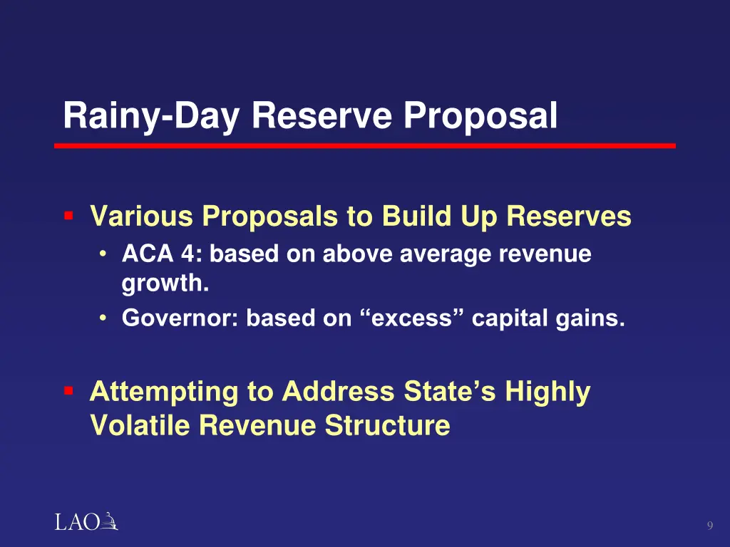 rainy day reserve proposal