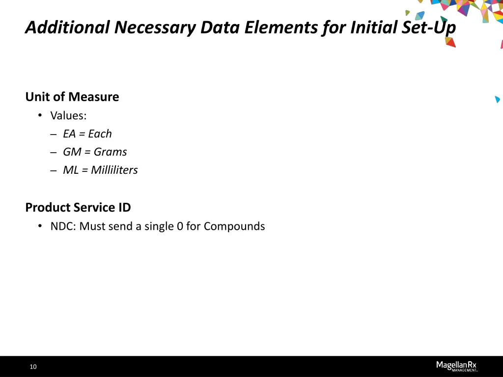 additional necessary data elements for initial