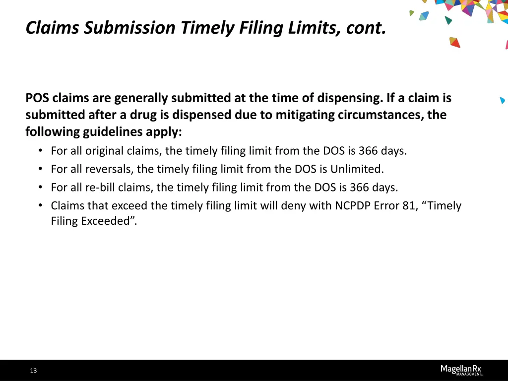 claims submission timely filing limits cont