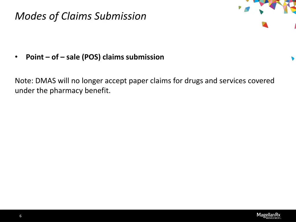 modes of claims submission