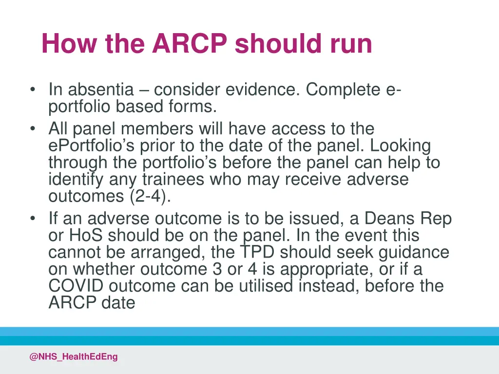 how the arcp should run