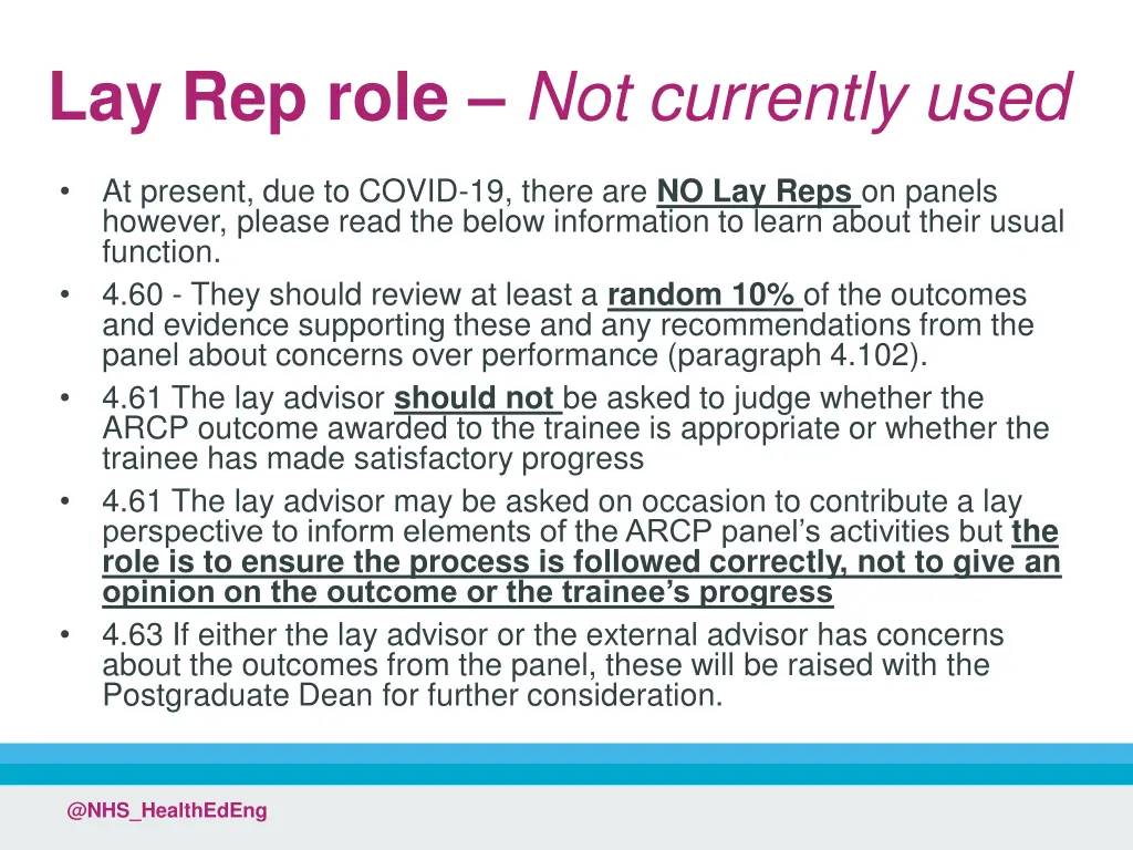 lay rep role not currently used