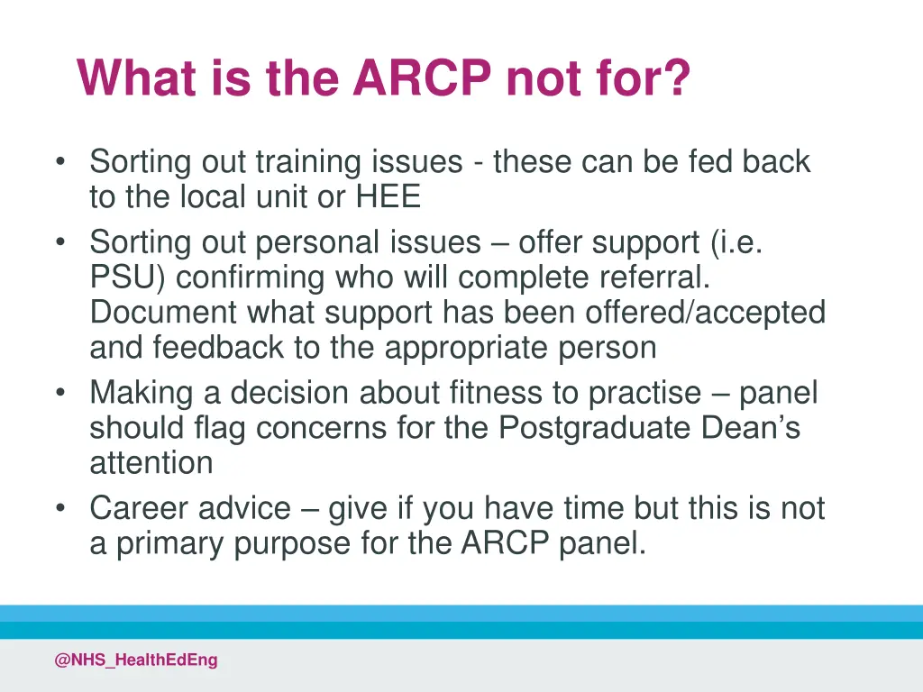 what is the arcp not for