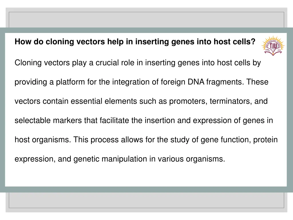 how do cloning vectors help in inserting genes
