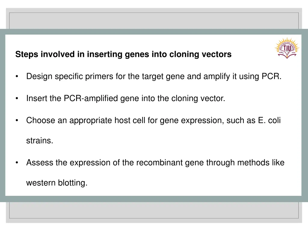 steps involved in inserting genes into cloning