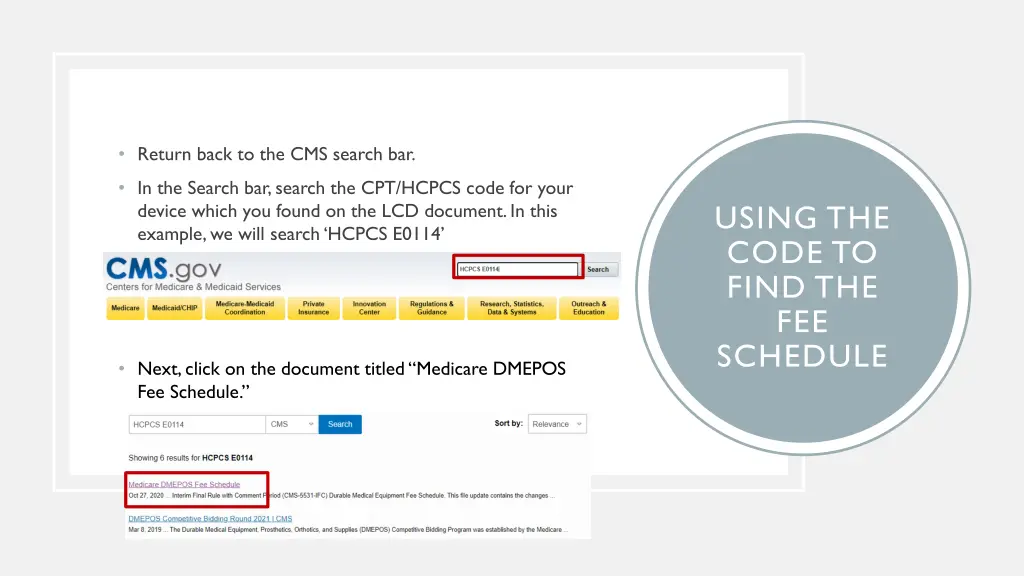 return back to the cms search bar