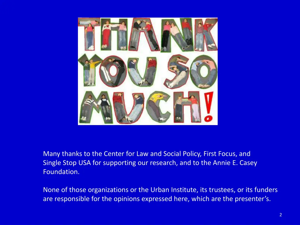 many thanks to the center for law and social