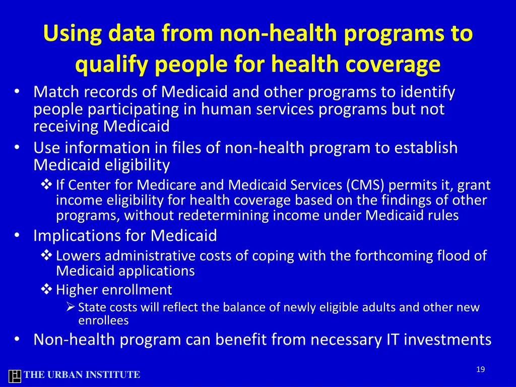 using data from non health programs to qualify
