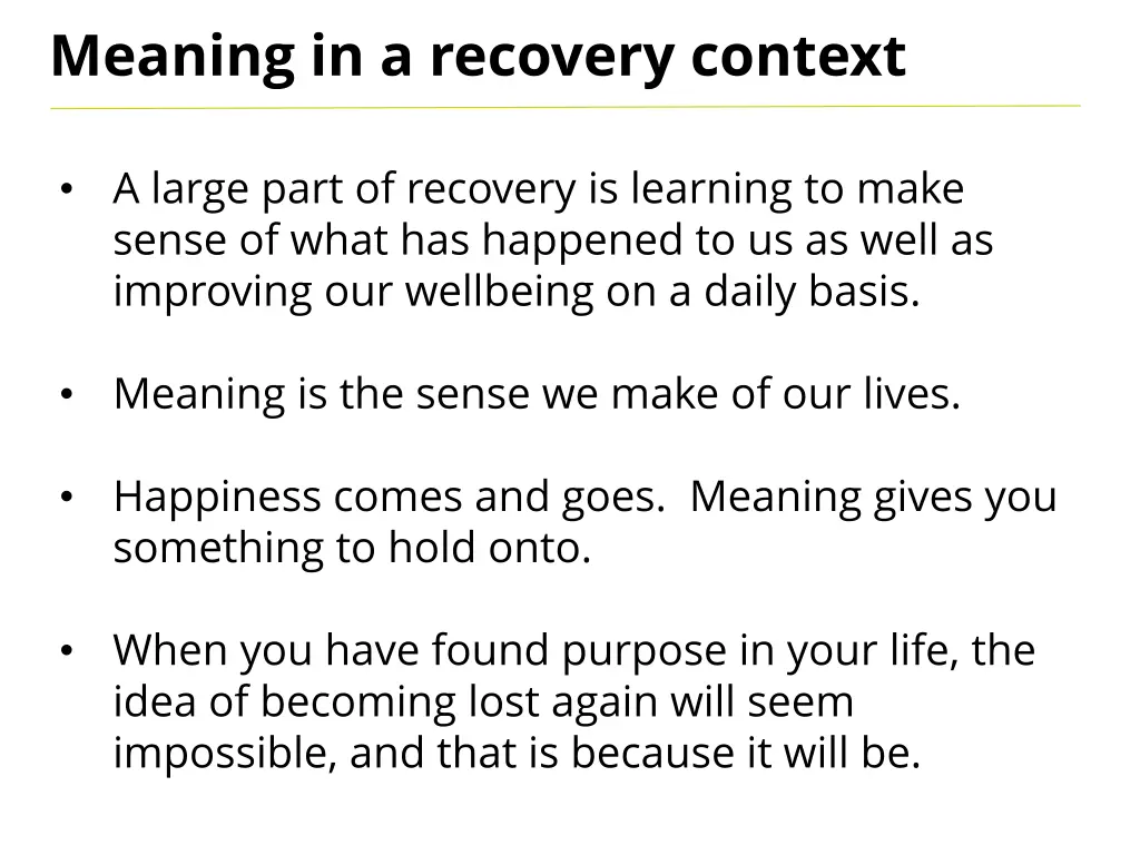 meaning in a recovery context