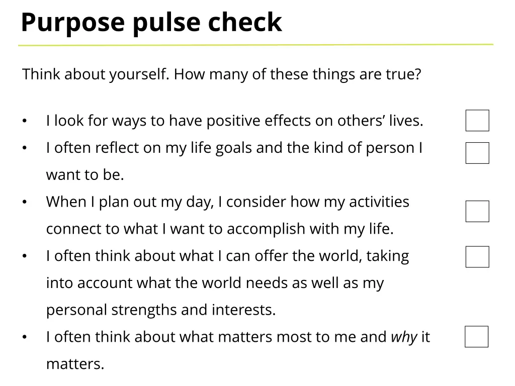 purpose pulse check