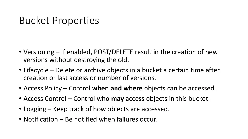 bucket properties