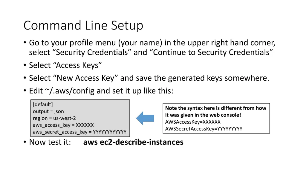 command line setup go to your profile menu your