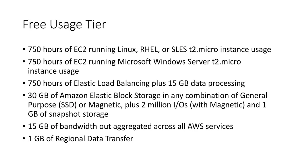 free usage tier