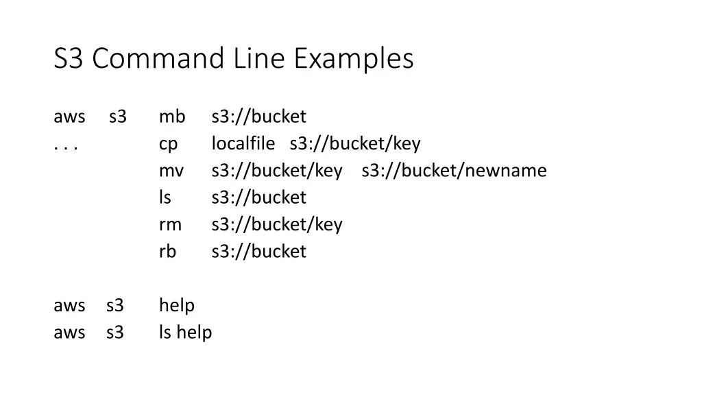 s3 command line examples