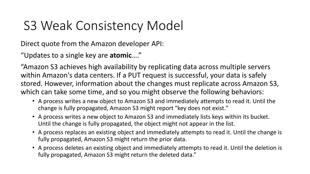 s3 weak consistency model