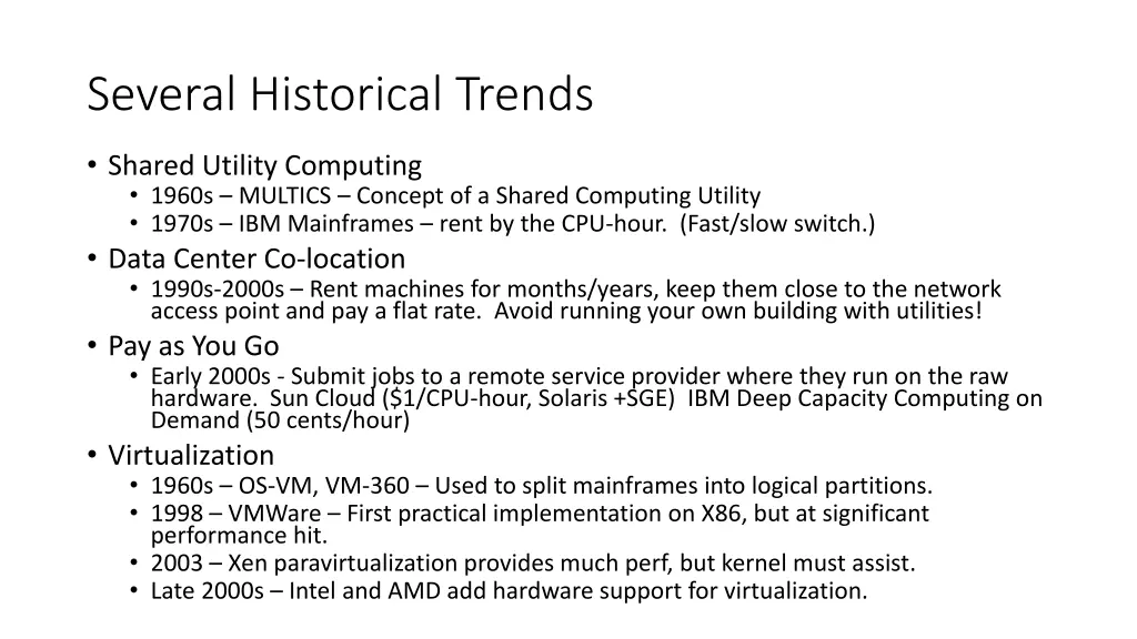 several historical trends