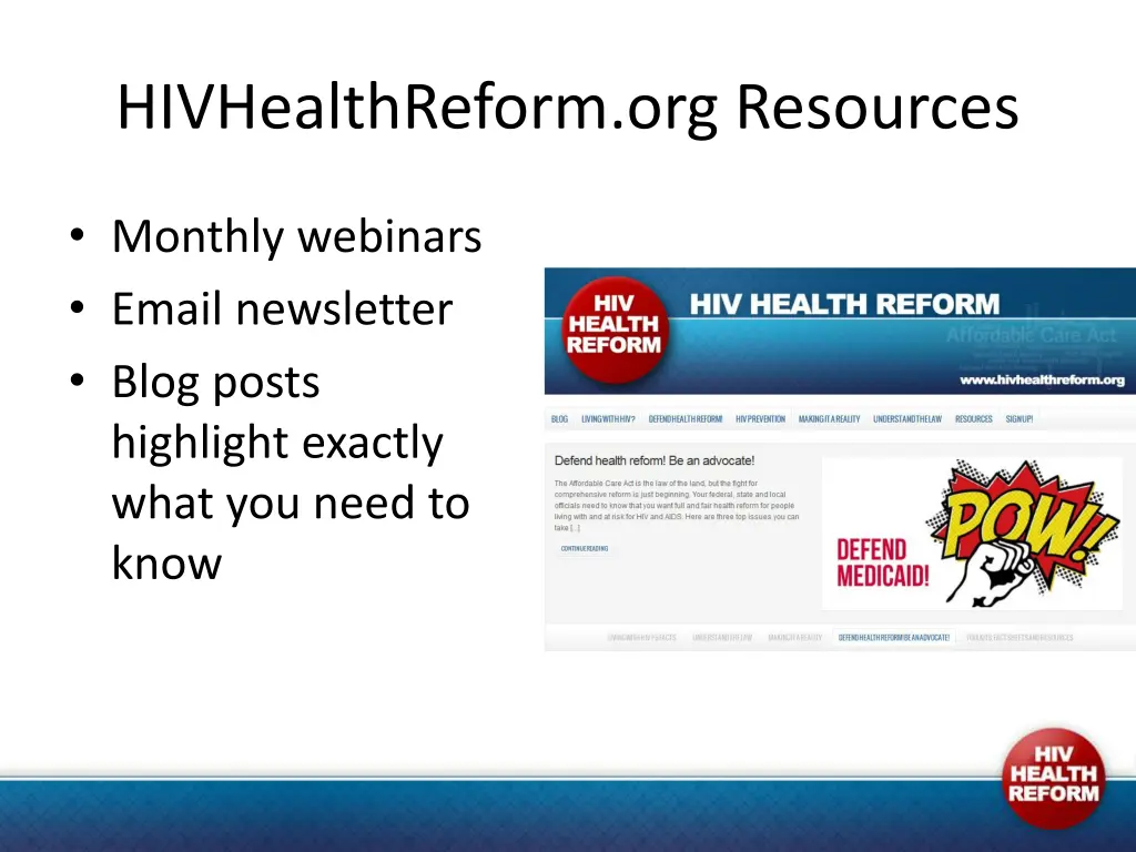 hivhealthreform org resources