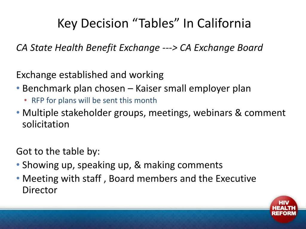 key decision tables in california 1