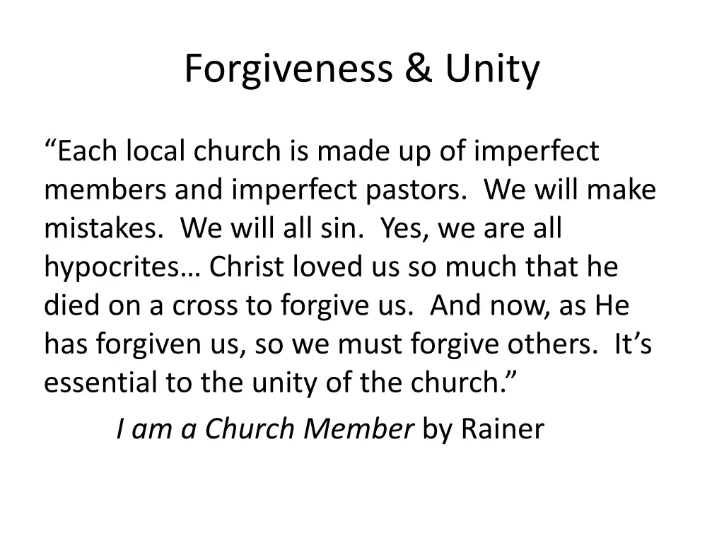 forgiveness unity