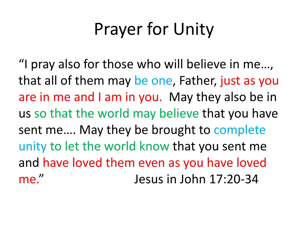 prayer for unity