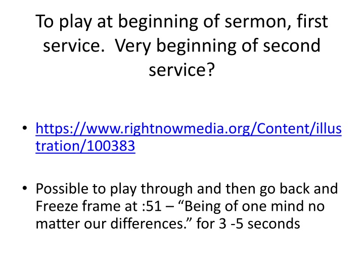 to play at beginning of sermon first service very