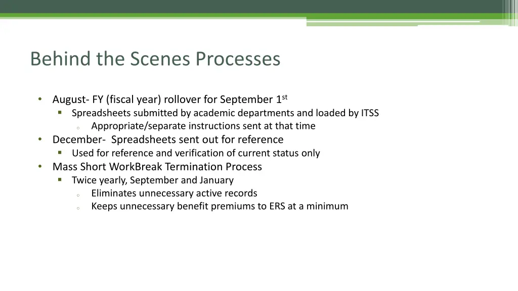 behind the scenes processes