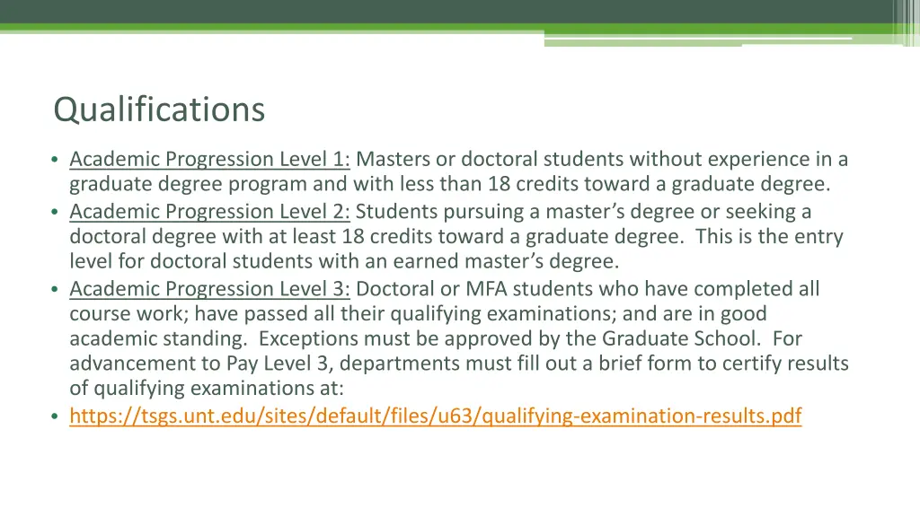 qualifications