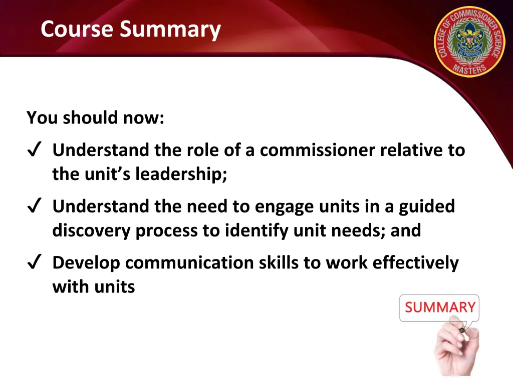 course summary
