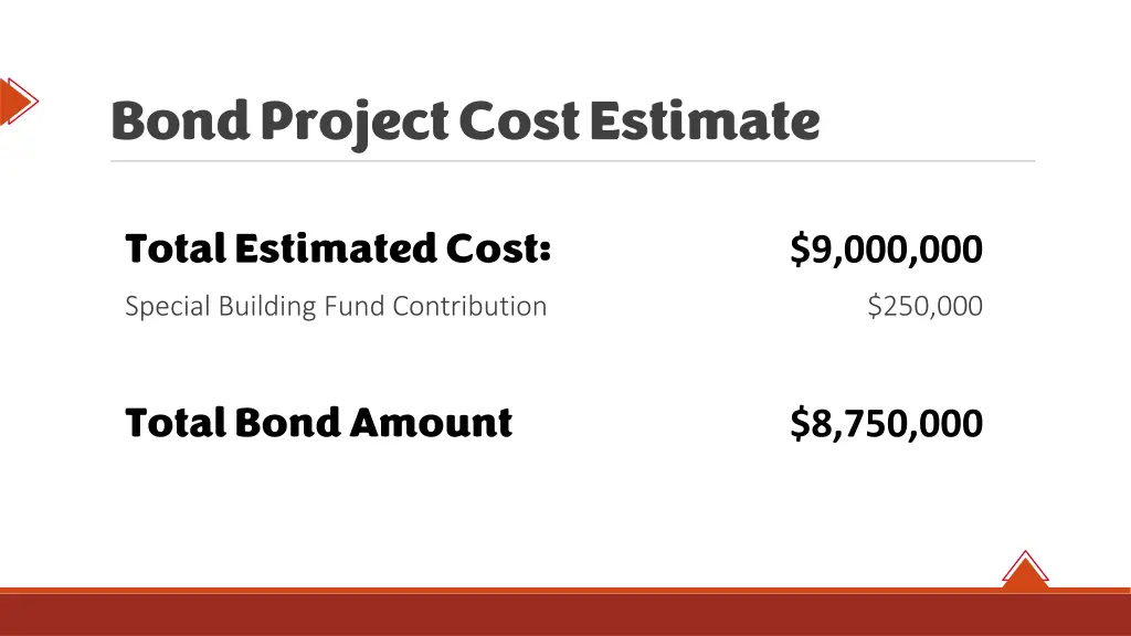 bond project cost estimate
