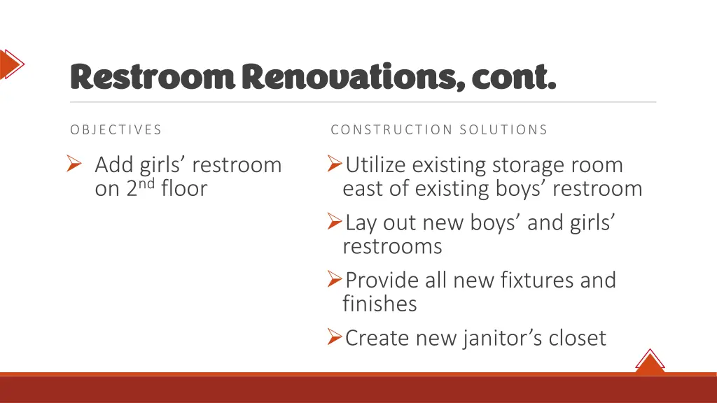 restroom renovations cont restroom renovations