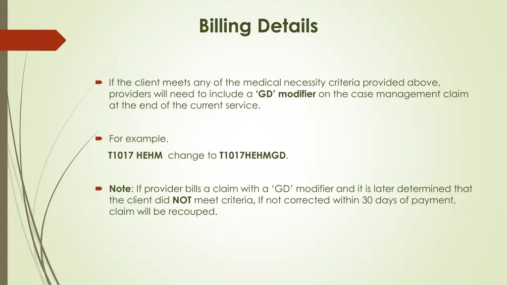 billing details