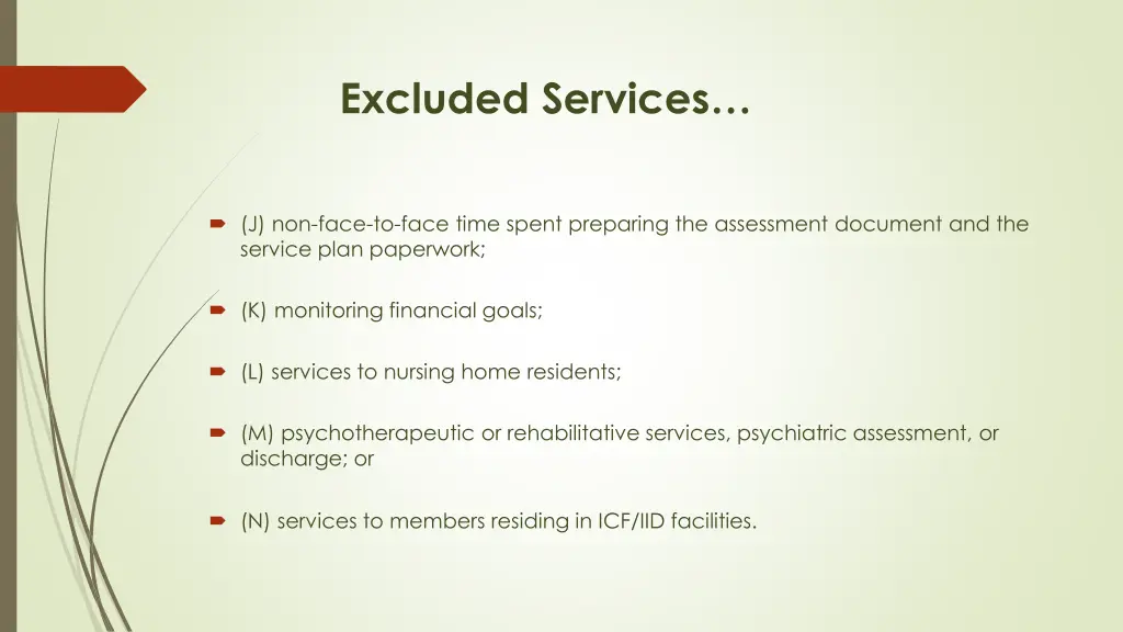 excluded services 1